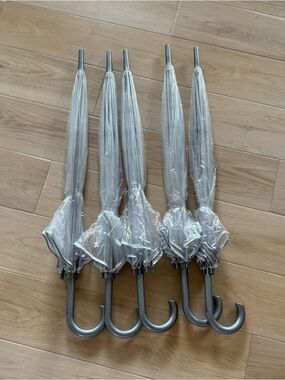 totes Clear Bubble Umbrella Set with Gray Silver Hooks (5-Pack)